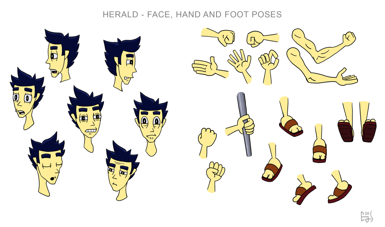 Herald - face hand and foot poses
